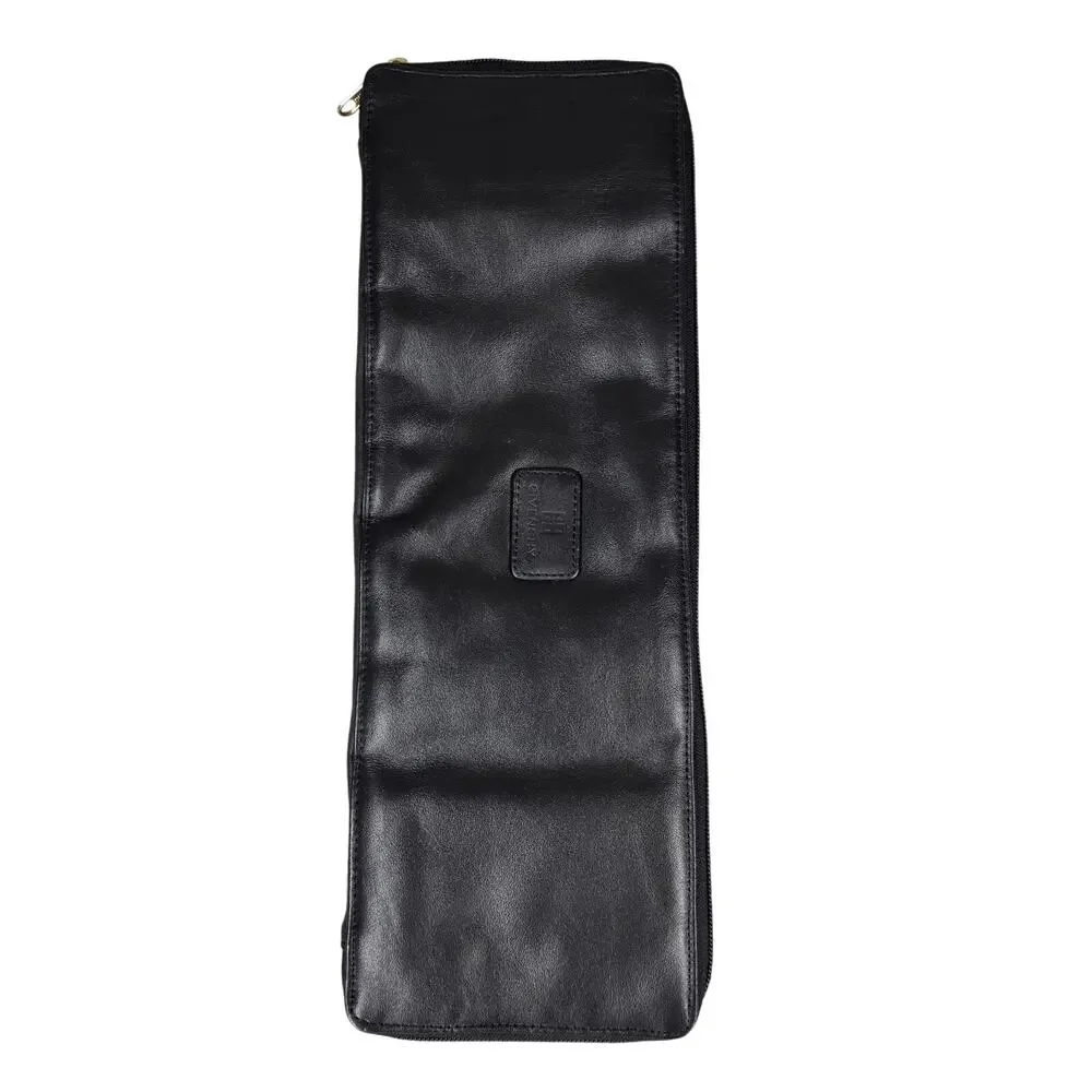 GIVENCHY VINTAGE BLACK COWHIDE LEATHER HANGING TIE HOLDER TRAVEL CASE ZIP BIFOLD